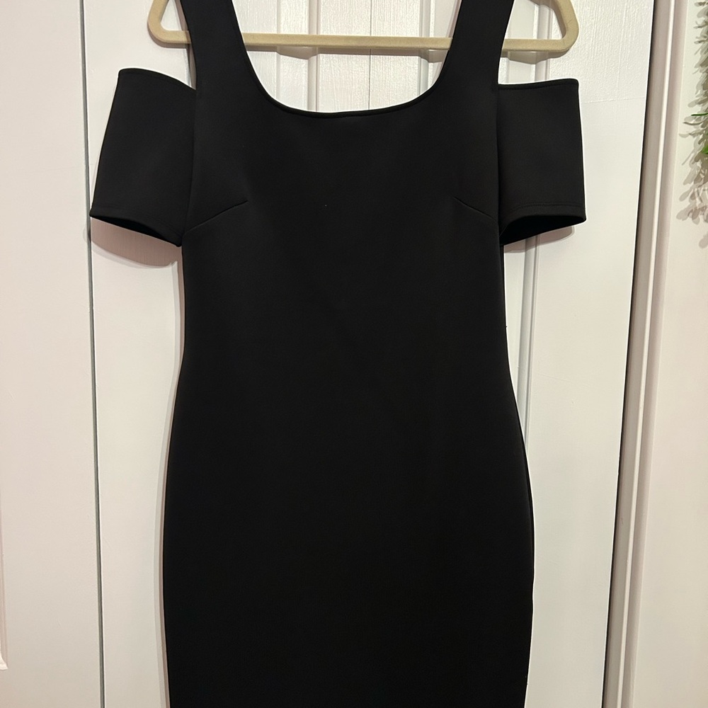 Le Chateau Black Off-Shoulder Sheath Mini Dress